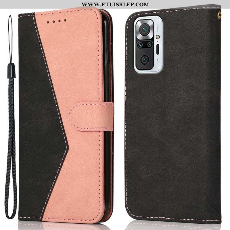 Etui Folio do Xiaomi Redmi Note 10 Pro Dwukolorowa Trójkątna Sztuczna Skóra